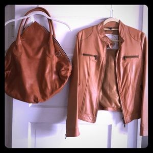 Leather jacket and purse